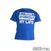 Уникалната синя тениска с надпис STREET WORKOUT MY LIVE, перфектна както за ежедневно облекло, така и за всички които искат да бъдат уникални на лостовете.