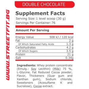 100% Whey Protein Pure Nutrition / 2272гр - двоен шоколад съдържание