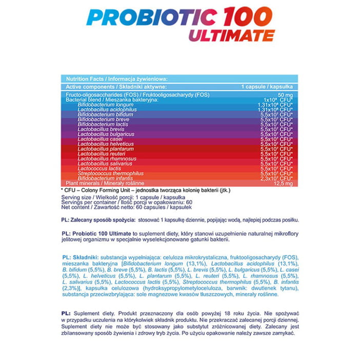 Пробиотик 100 ULTIMATE 60тб съдържание